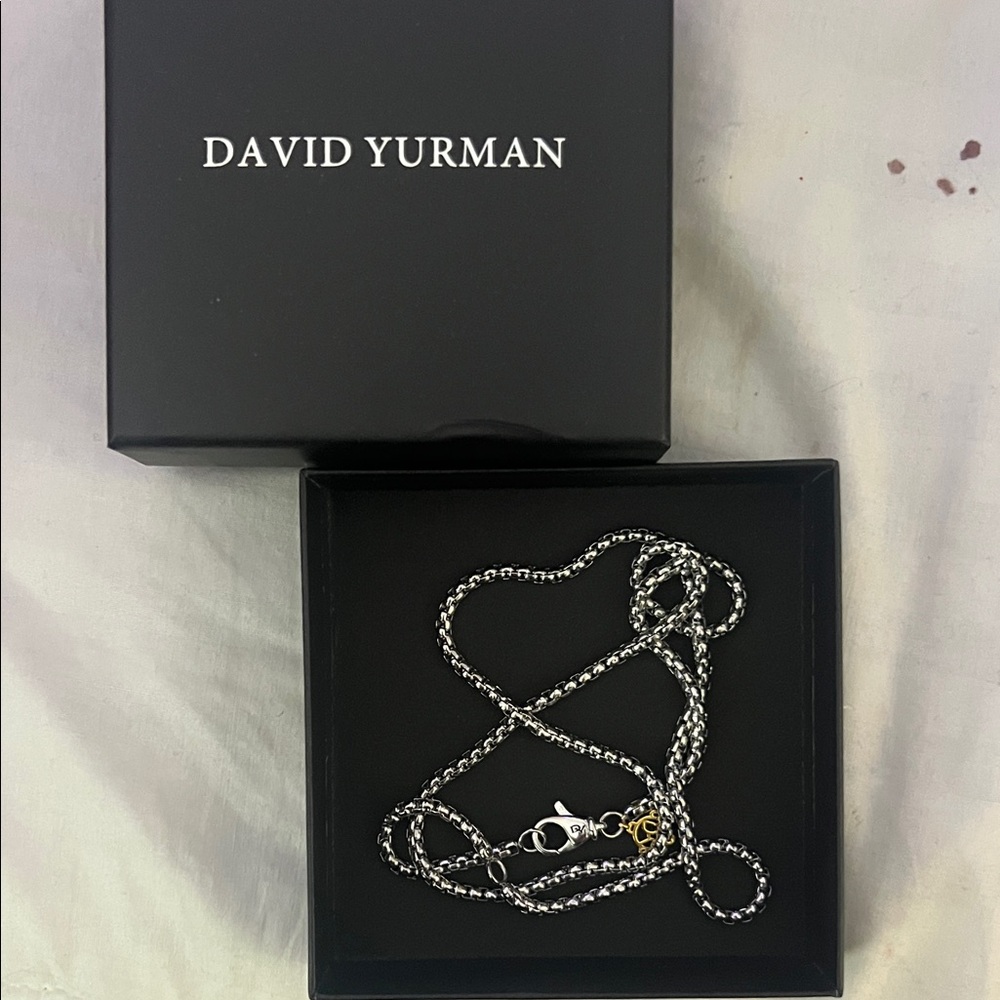 David Yurman Men's Black and Silver Chain Necklace